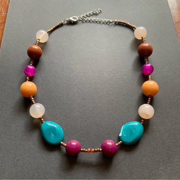 Colorful Glass & Acrylic Bead Necklace - Picture 5 of 6